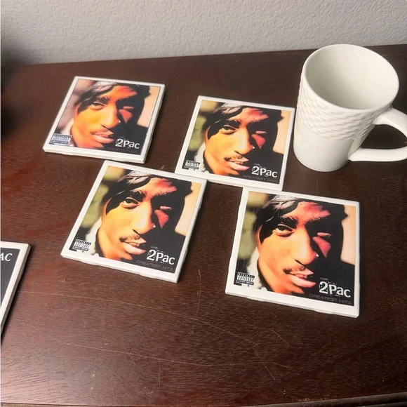 Album Coaster -Tupac Shakur ''Greatest Hits" Set of 4 - Picture 2 of 3